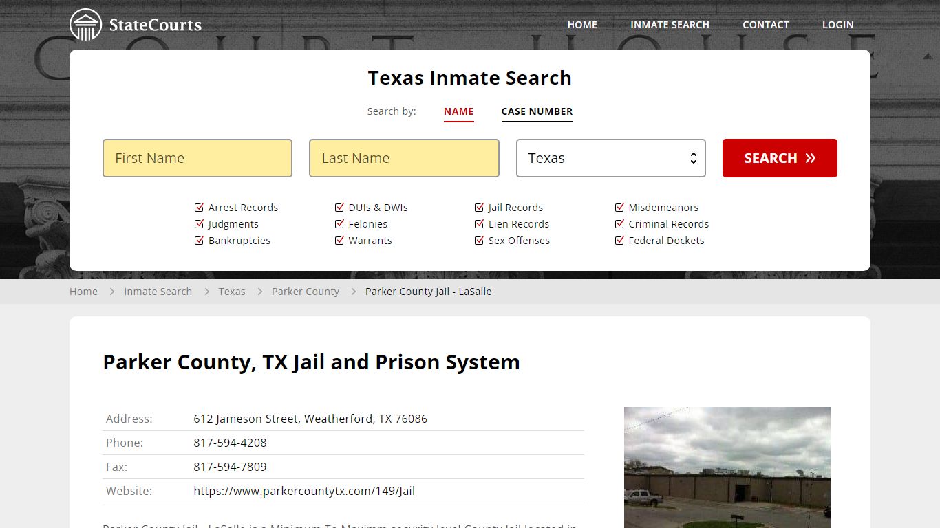 Parker County Jail - LaSalle Inmate Records Search, Texas - StateCourts